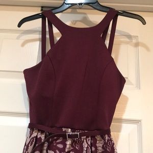 Burgundy party mini dress